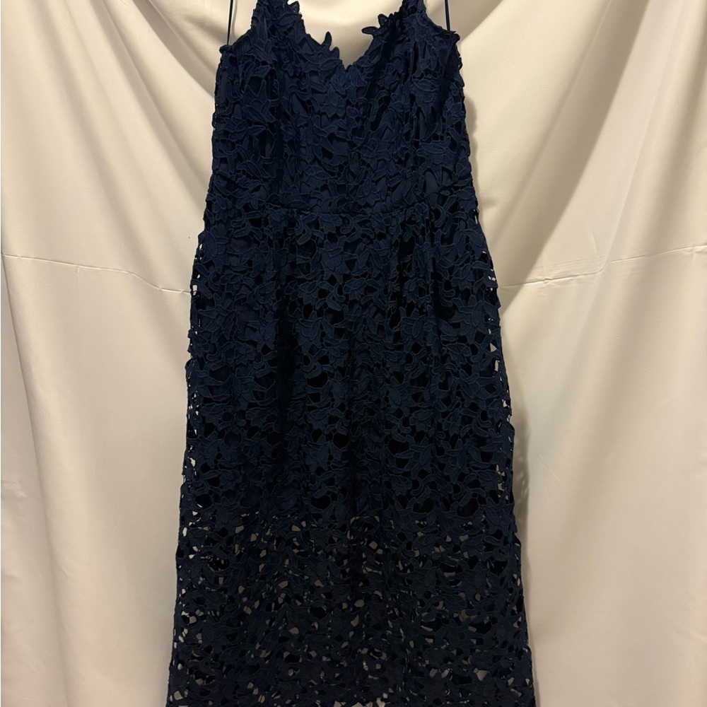 Endless Rose Midnight Blue Lace Midi Dress
